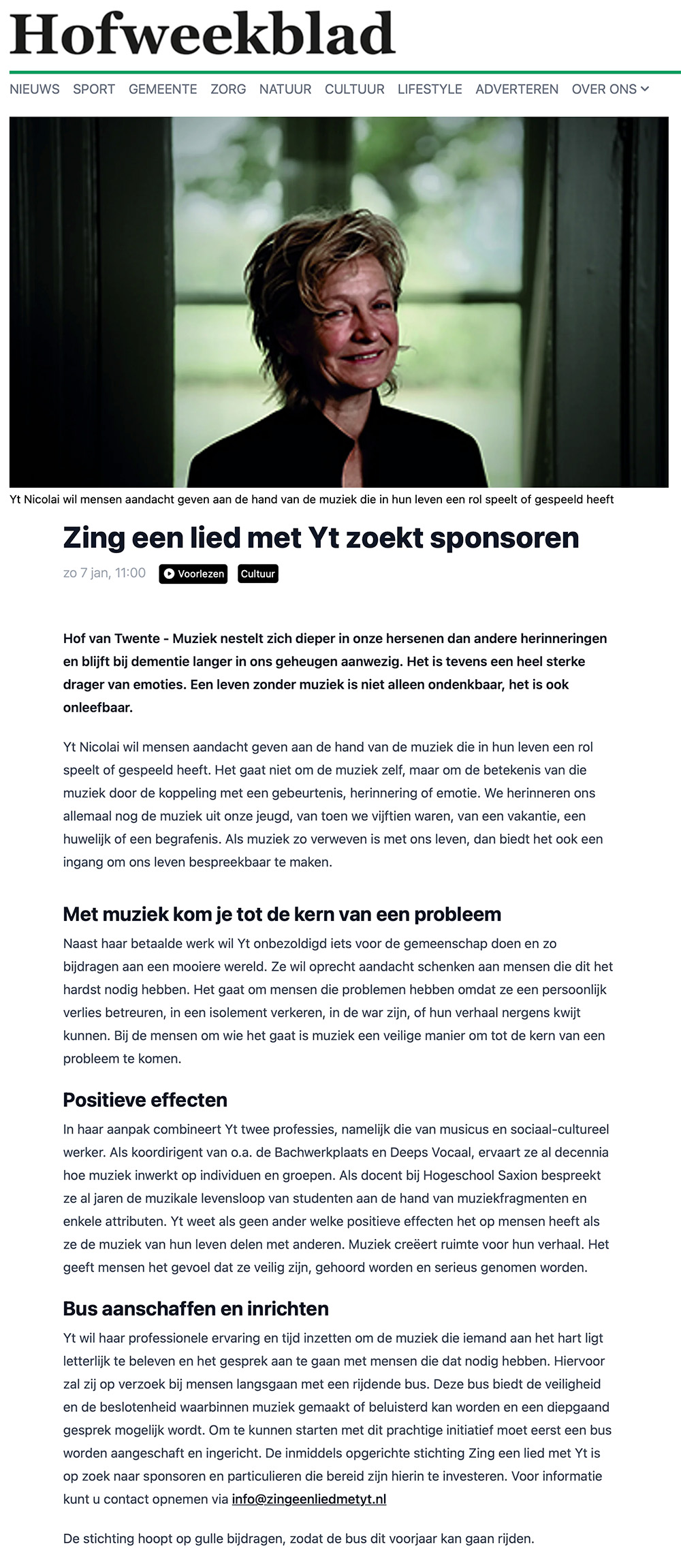 artikel Hofweekblad 7 januari 2024